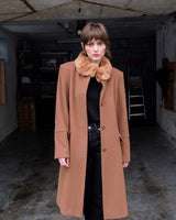 Get ready to slay the Y2k trend with this brown woolmix spring coat! Featuring a luxurious real fur collar, this coat is for everyone who loves to be elegant.