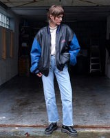 Unleash your inner rebel with this Vintage 80s Uncle Sam bomber leather jacket in size XL. Featuring a laid back, old-school vibe, this jacket exudes coolness and effortless style