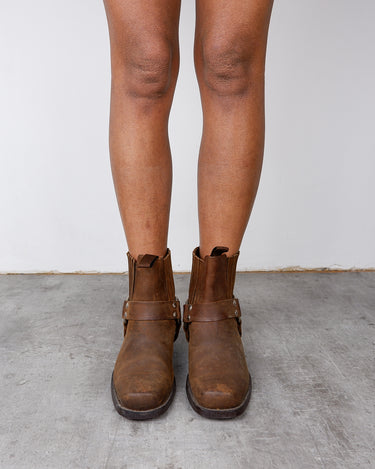 Vintage 80s 90s Bill Montana brown ankle square toe cowboy boot (used look) | EU 39-40