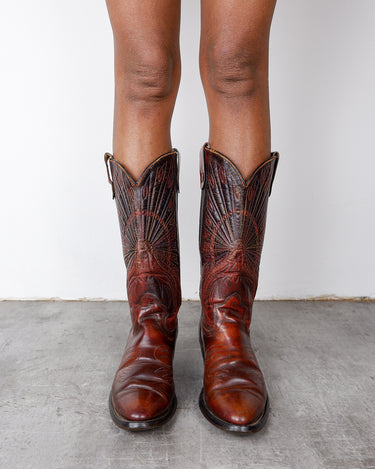 Vintage 80s 90s DUROTAC red-brown leather cowboy boots - style 7673 | EU 42
