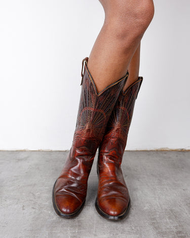 Vintage 80s 90s DUROTAC red-brown leather cowboy boots - style 7673 | EU 42