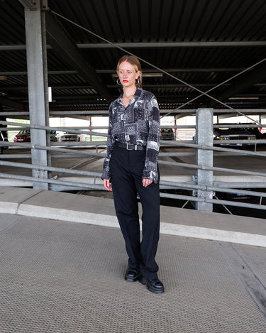 Vintage 90s black and white pattern shirt | M-L