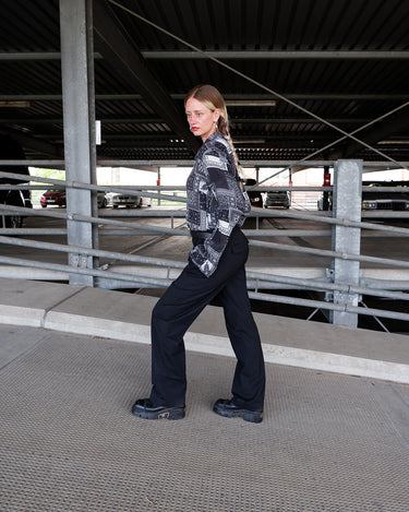 Vintage 90s black and white pattern shirt | M-L