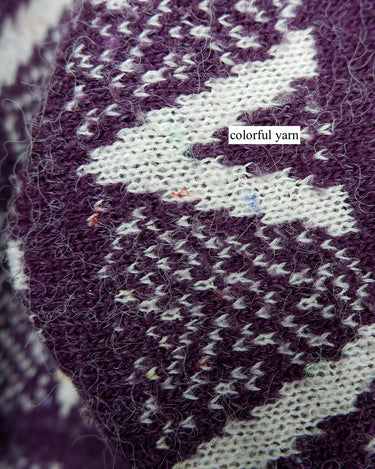 Vintage 80s purple wool women sweater with subtle colorful yarn (furry look) | S-M