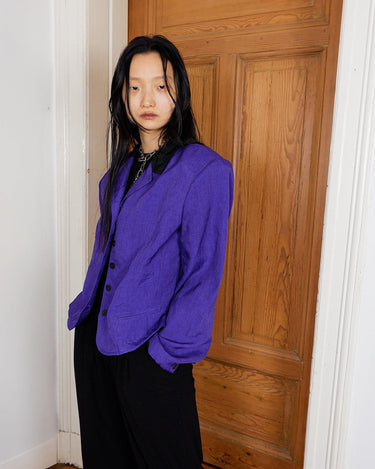 Vintage 80s shimmering purple ultrathin blazer with shoulder pads | M - L
