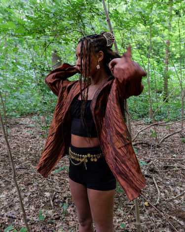 Vintage 90s shimmering orange-brown blazer with shoulder pads (very thin) | L - XXL