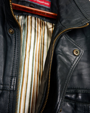 Vintage 90s Y2k GINA LEDER dark green lightweight bomber jacket with golden buttons and light shoulder pads | L-XL