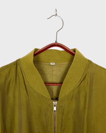 Vintage 90s olive green / mustard yellow silk oversized bomber jacket | XL-XXL