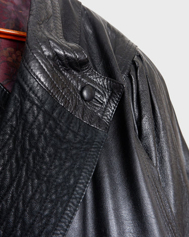 Vintage 80s oversized leather coat and shoulder pads | XL-XXL