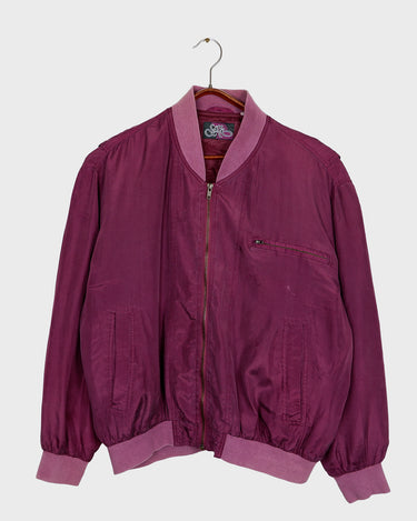 Vintage 80s burgundy / berry bomber silk jacket | S