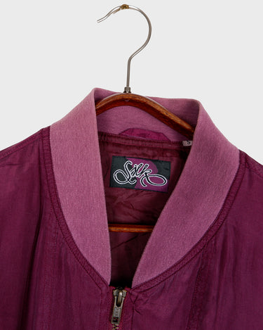 Vintage 80s burgundy / berry bomber silk jacket | S