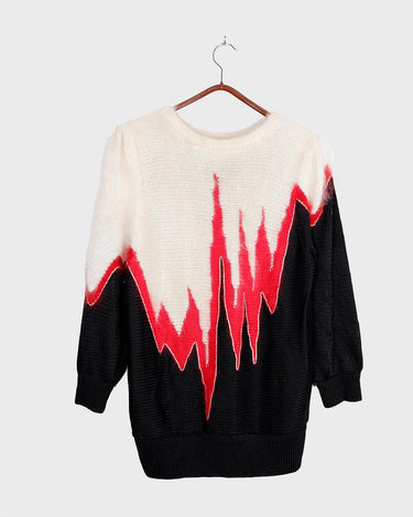 Embrace the heat with this fiery vintage 80s 90s flame sweater. Perfect for those who love to make a statement!