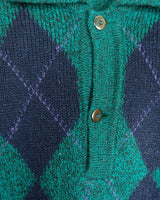 Stay cozy and classy in this vintage 90s green argyle sweater. Perfect for sizes M-L, this sweater features a classic argyle pattern and a pop of playful green