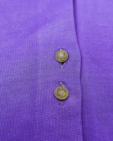 Vintage 80s CAMPAGNOLO purple cotton sweater with colorful accents | M