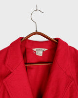 This XS Vintage 80s red wool jacket boasts a timeless and classic appeal with its unique double rows button design. Crafted with high-quality wool fabric, this jacket exudes a refined look.