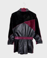 Experience the edgy and unique style of the 80s with our Vintage Black/Burgundy Patchwork Biker Leather Jacket. Crafted from high-quality leather, this jacket features a bold color combination of black and burgundy.