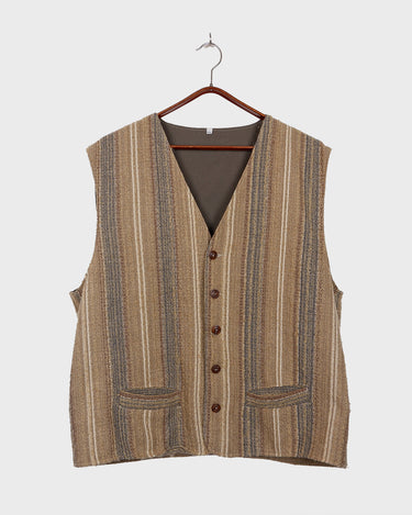 Vintage 90s brown striped woolmix vest (relaxed fit) | XL-XXL