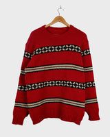 Forget the cold weather blues with this handknitted red vintage unisex sweater - crawl into cozy comforts! Its thick red fabric brings one-of-a-kind style and unmatched warmth! Snug and stylish - what more could you want?