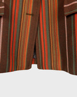 Get the ultimate 70s look with this vintage brown orange striped blazer! No buttons, just pure elegance. Perfect for any 70s enthusiast.