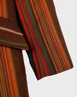 Get the ultimate 70s look with this vintage brown orange striped blazer! No buttons, just pure elegance. Perfect for any 70s enthusiast.