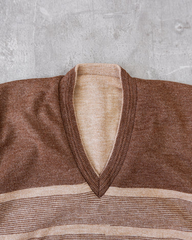 Vintage 90s reversible brown striped slipover vest | S-M