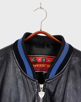 Unleash your inner rebel with this Vintage 80s Uncle Sam bomber leather jacket in size XL. Featuring a laid back, old-school vibe, this jacket exudes coolness and effortless style