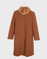 Get ready to slay the Y2k trend with this brown woolmix spring coat! Featuring a luxurious real fur collar, this coat is for everyone who loves to be elegant.