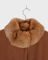 Get ready to slay the Y2k trend with this brown woolmix spring coat! Featuring a luxurious real fur collar, this coat is for everyone who loves to be elegant.