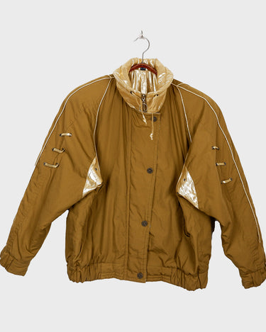 Vintage 80s 90s mustard yellow jacket with golden accents and light shoulder pads | S