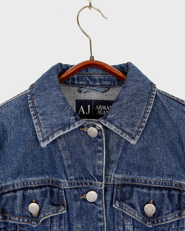 Vintage 90s Y2k mid blue AJ ARMANI JEANS denim jacket | XXS-XS