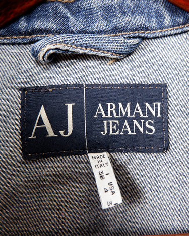 Vintage 90s Y2k mid blue AJ ARMANI JEANS denim jacket | XXS-XS