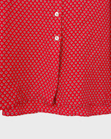 You can never go wrong with a classic! This Vintage 80s / 90s red blouse with the volant collar is as timeless as it gets. Lightweight and smooth, it's the perfect way to spruce up any outfit! Plus, what could be cuter than the unique pattern this blouse features? Get your hands on this timeless piece today!