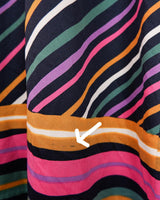 Be summer ready in this vintage 70s dress! Super thin and comfortable, it'll keep you cool in the most groovy way with its diagonal stripes of bold colors. Please keep in mind that this dress very light flaws (last photo).