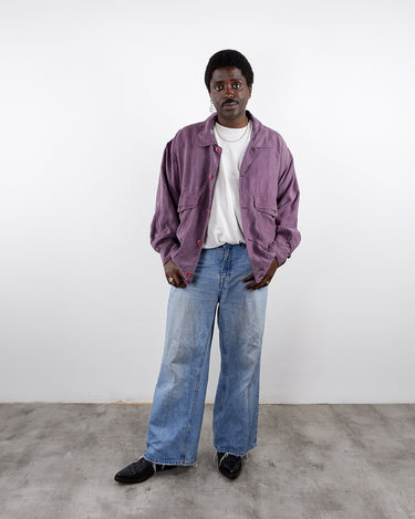 Vintage 80s purple silk bomber jacket with a lightweight oversized fit | M-L