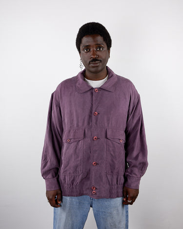 Vintage 80s purple silk bomber jacket with a lightweight oversized fit | M-L
