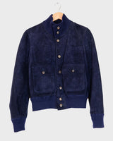 Wrap yourself up in this luxuriously soft, premium HANDCRAFTED Vintage 80s navy blue suede leather jacket (second to last photo shows the signature of the handcrafted work). Please keep in mind, that this jacket has some stains and flaws at the hem and sleeves, which I've already repaired.