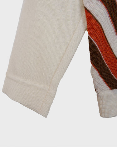 Vintage 70s turtleneck sweater by Rossi Gold with chevron pattern in orange and brown | S