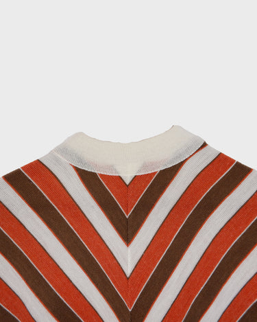 Vintage 70s turtleneck sweater by Rossi Gold with chevron pattern in orange and brown | S