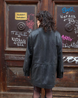 Add some edge to your wardrobe with this must-have preloved Westbury black leather coat. Perfect for cooler weather, this stylish piece will take any outfit to the next level!