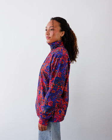 Vintage 80s colorful half zip geometric pattern sweater (ultra thin) | L
