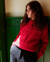Ready to survive the cold winter days in this vintage 80s red thick wool sweater?