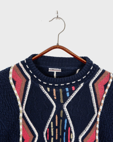 Vintage 90s navy blue coogi style crop sweater | S-M