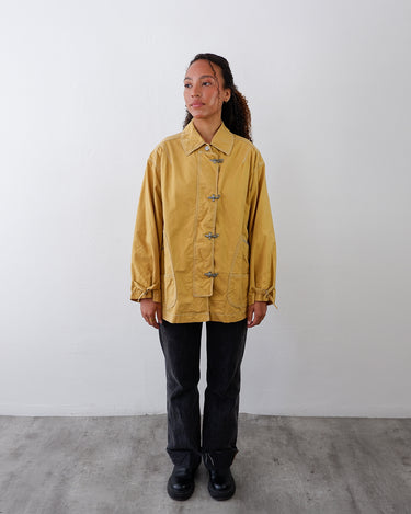 Vintage 80s 90s yellow MARELLA lightweight jacket with fireman clasp | L