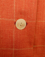 Add a touch of sass to your style with our Preloved salmon color tartan blazer (lightweight blazer - perfect for spring). Made from luxurious silk, virgin wool, and mohair, this blazer is not only stylish but also high-quality. Perfect for XS-S sizes. Upgrade your wardrobe now!