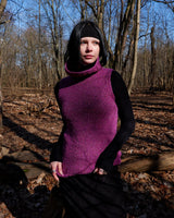 Introducing this handmade purple long turtlekneck slipover! The colorful melange design adds a playful twist to this cozy XS-S fit, perfect for layering.