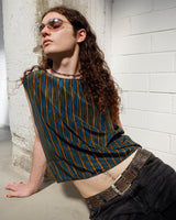 Vibe on all those 90s vibes with this one-of-a-kind vintage viscose top! Striped and with waving details, you can flaunt your style in this timeless piece. Just don't forget to bring the sunnies!