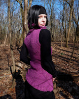 Introducing this handmade purple long turtlekneck slipover! The colorful melange design adds a playful twist to this cozy XS-S fit, perfect for layering.