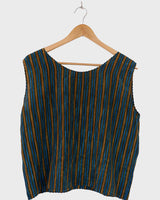 Vibe on all those 90s vibes with this one-of-a-kind vintage viscose top! Striped and with waving details, you can flaunt your style in this timeless piece. Just don't forget to bring the sunnies!