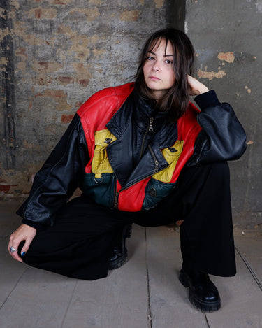 Vintage 80s Paganini multi color nappa leather bomber jacket | M-L