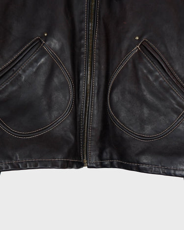 Upgrade your wardrobe with a real classic! The Premium Vintage 1957 Legendary Firenze leather jacket will elevate your style with its luxurious, waxy feel and deep, chocolate brown hue.
